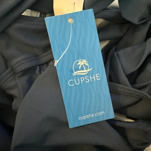 CUPSHE dark blue Women's One Piece Cross Back Self-Tie - size XS - Picture 5 of 7